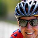 Liz finishing a time-trial